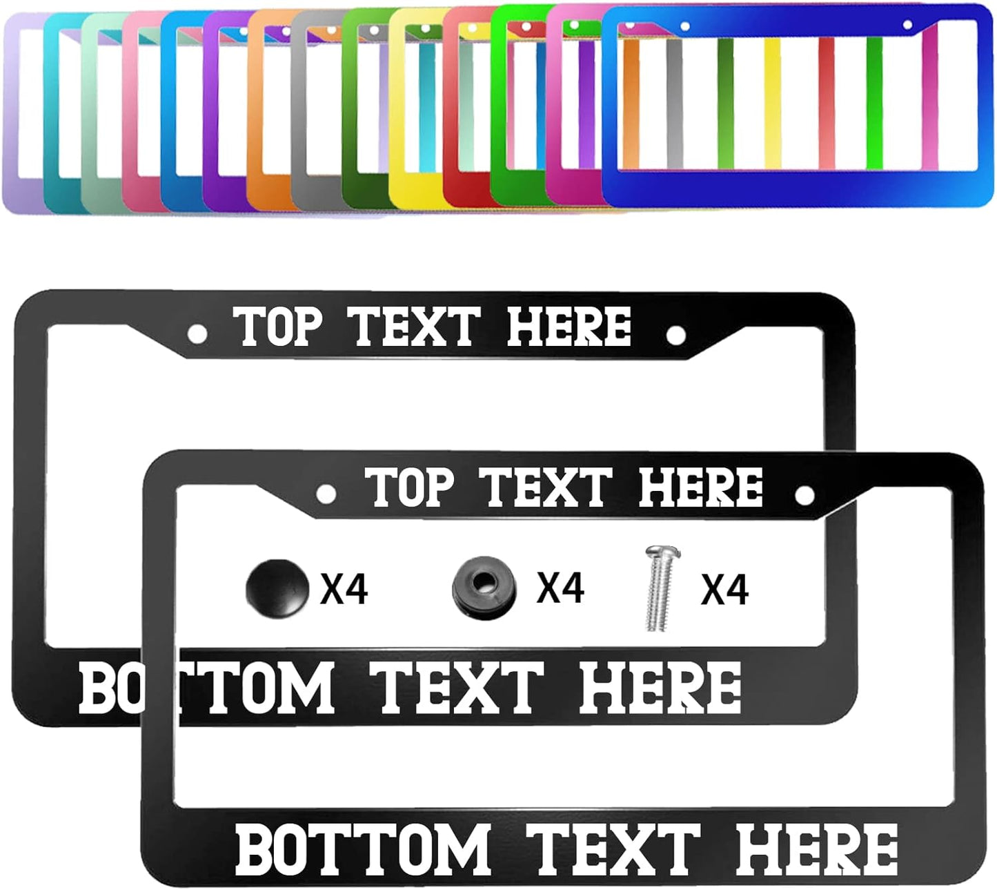 2 Packs Custom License Plate Frame Personalized Car Tag Frame with Screw Caps,2 Holes,12"x6",Style 3