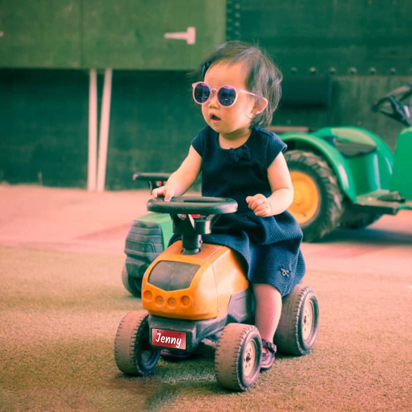 Mini Custom Personalized License Plate 4x2/7x4/12x6 Inch Novelty Small Customized Bike License Plate for Kids Bike Bicycle Toy Car Power Wheels Wagons Golf Cart Accessories,Keychain,4"x2",Style 2