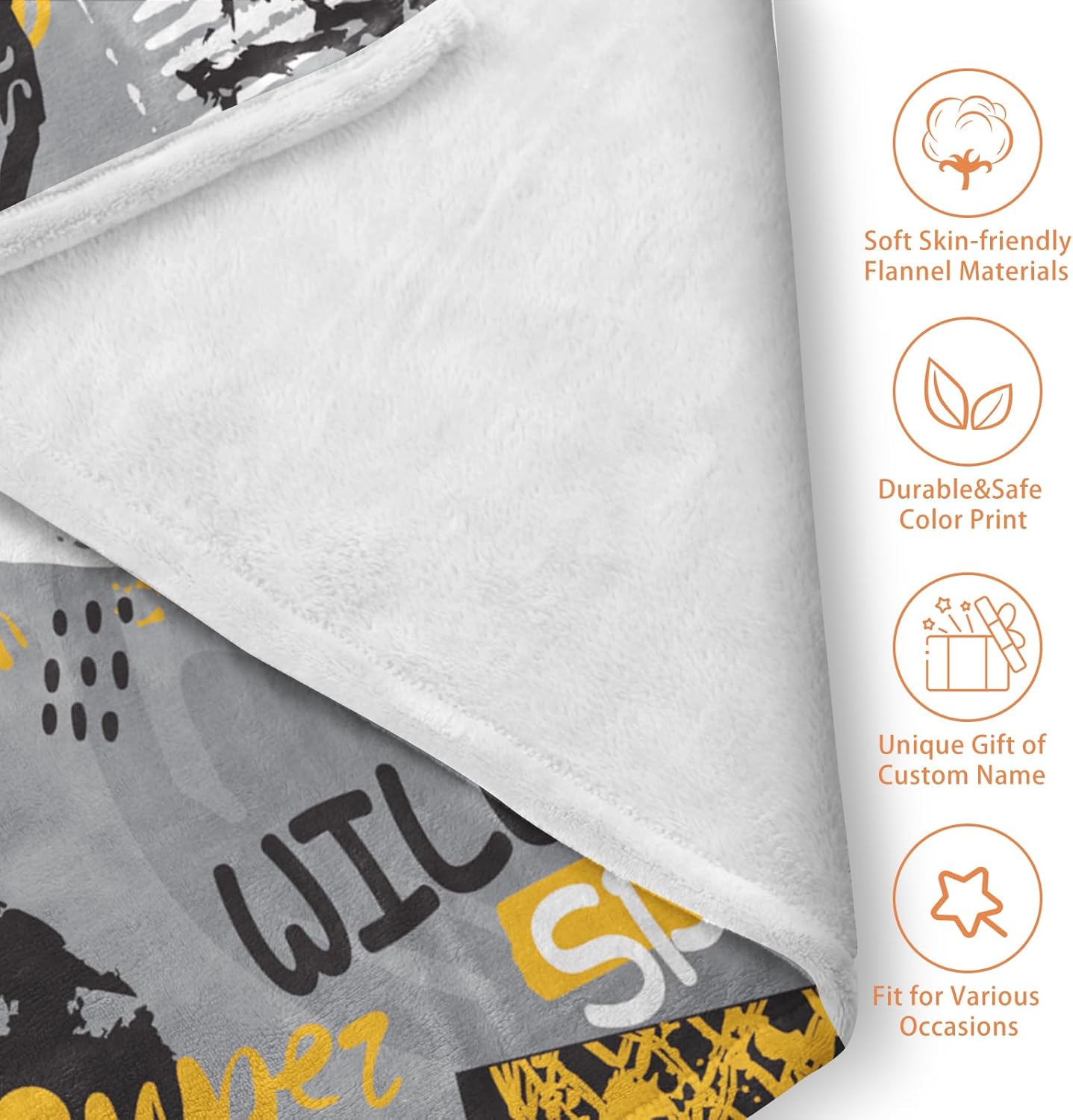 Custom Name Basketball Blanket - Personalized Names Soft Plush Flannel Throw Blankets for Baby Kids Teen Boys Girls Holidays Birthdays Gifts Color07