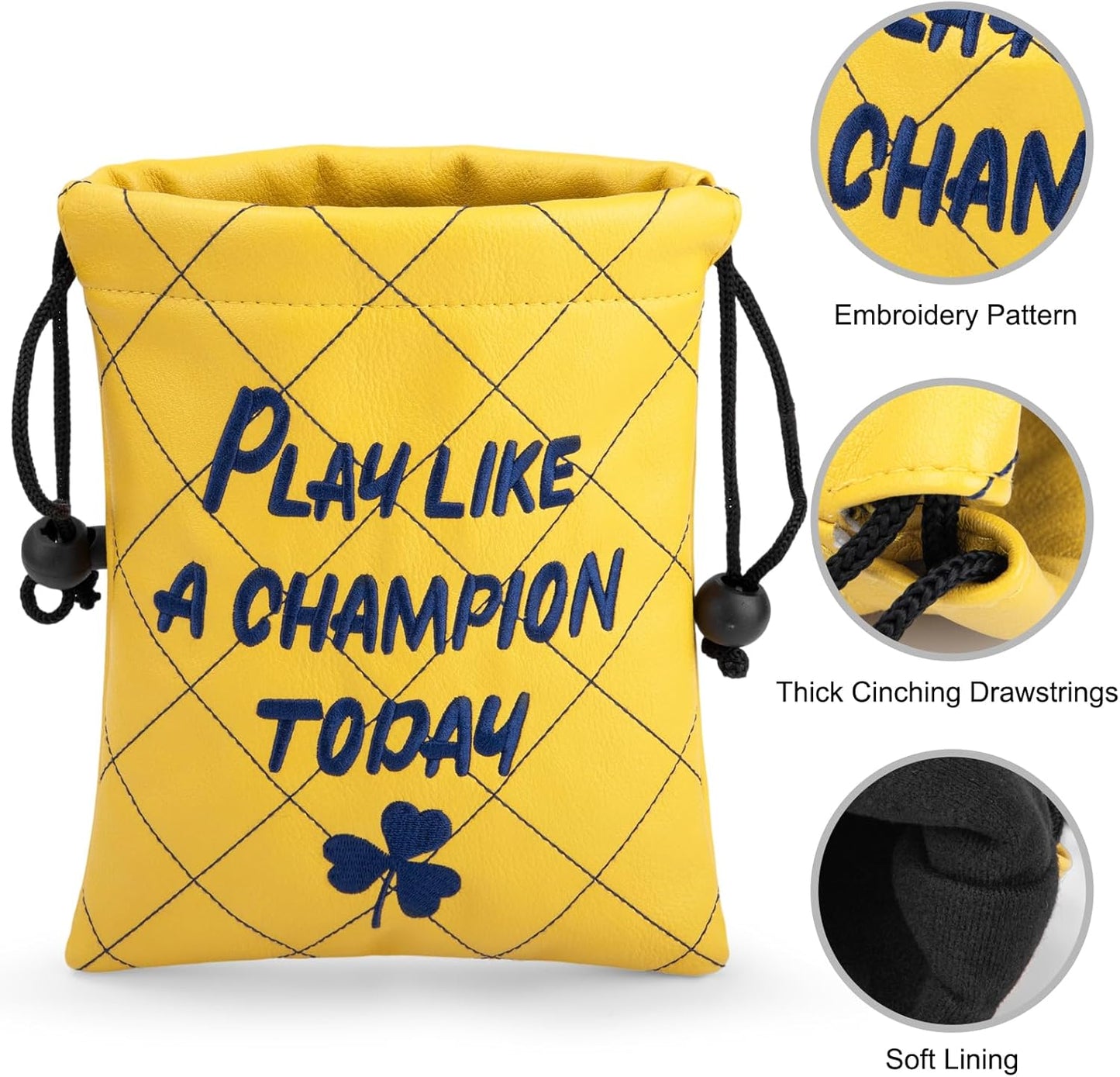 Golf Valuables Pouch, Leather Golf Tee Pouch with Drawstring Closure Golf Ball Tee Handbag Portable Golf Accessories
