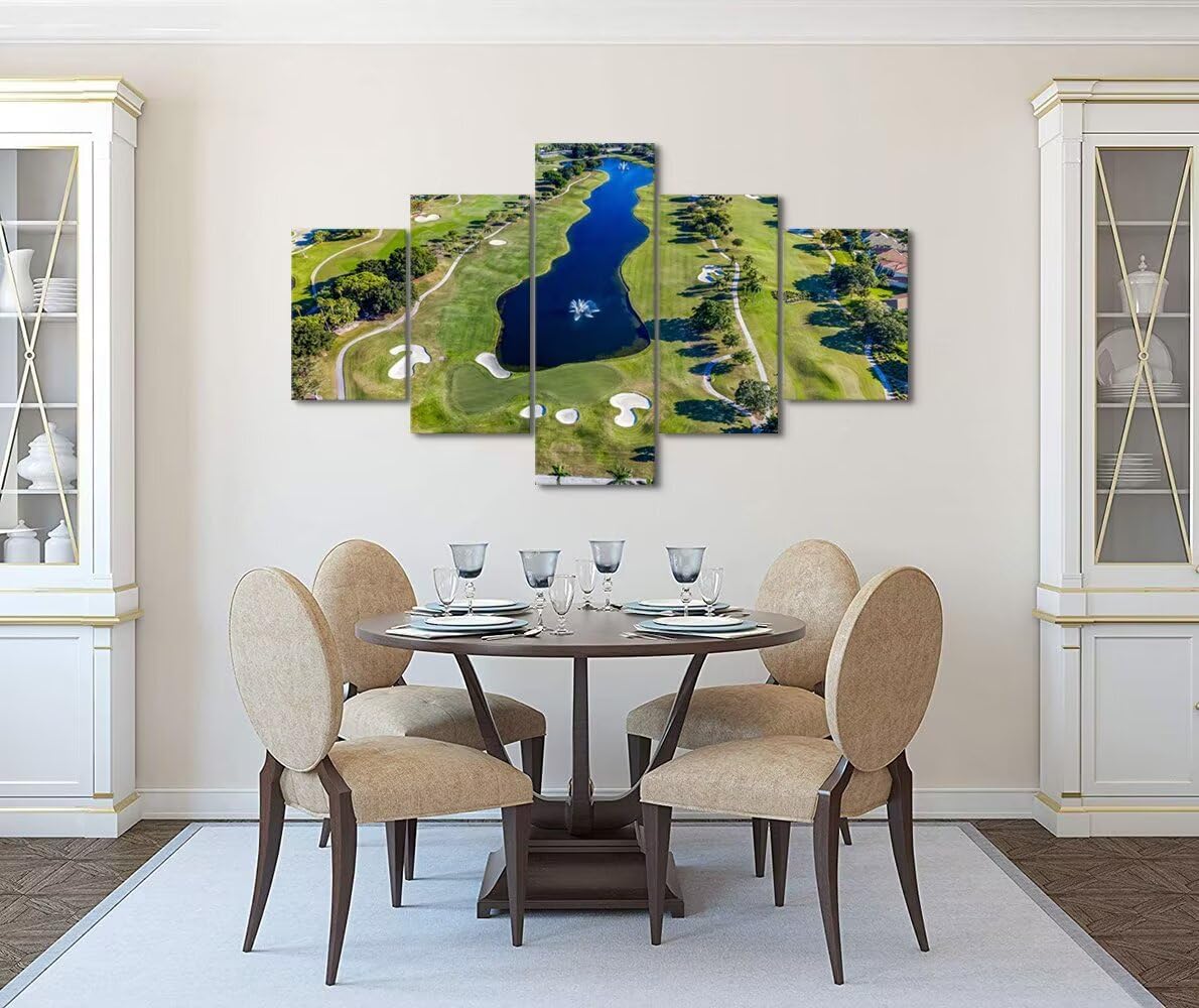 WESTON FL USA Golf Course Canvas Wall Art for Office Golf Course Wall Decor for Living Room Bedroom Bathroom Home Decorations Golf Course Pictures Framed Artwork Ready to Hang(60''W x 32''H)