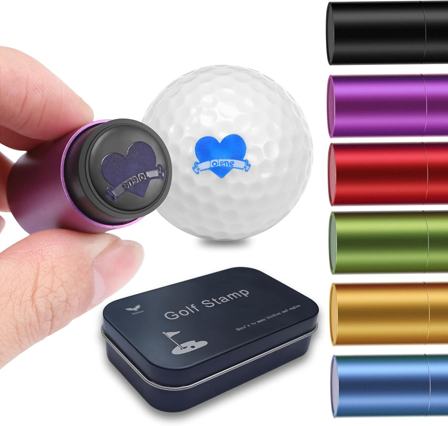 Personalized Golf Ball Stamp, Self-Inking Quick-Dry Waterproof Ink, Custom Name Initials Monogram Logo, Metal Gift Case with Refill, for Golfers Dad Husband