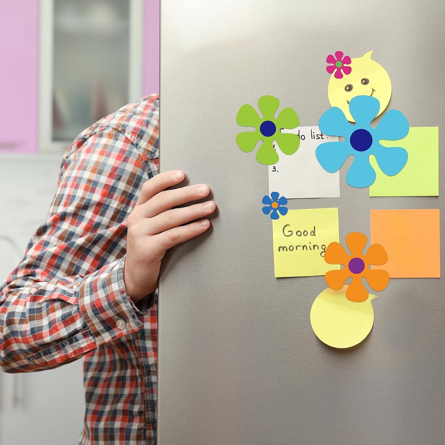 Outus Car Flower Magnet Funny Magnetic Decals Decorations Cute Fridge Magnets 60s Flower Cutout Magnet for Car Home Door Refrigerator (24 Pieces,3.9 x 3.9 Inch, 2.2 x 2.2 Inch, 5.1 x 5.1 Inch)