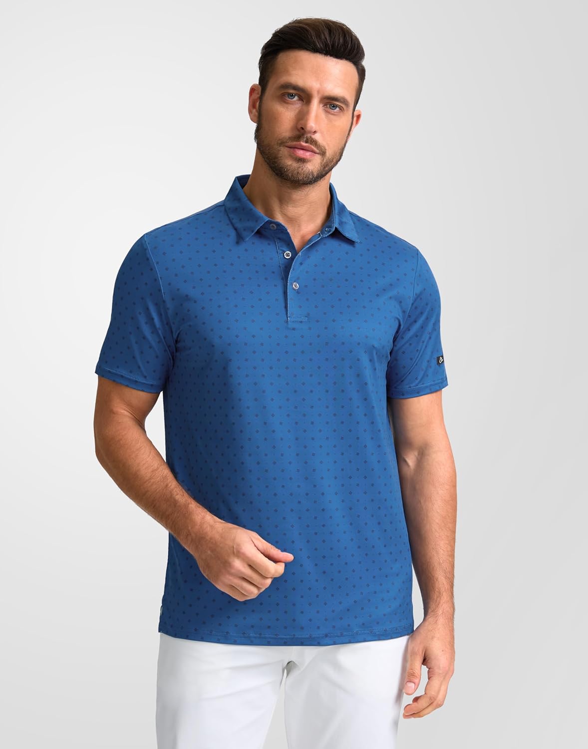 Obla Mens Golf Polo Shirts Short Sleeve Dry Fit Performance Moisture Wicking Casual Print Collared Golf Shirts for Men
