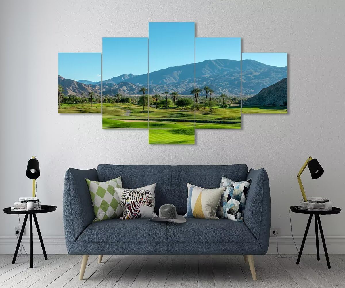 California Golf Course and Palm Tree Wall Art for Office Living Room Bedroom Home Decorations Gifts USA California Golf Course Pictures Framed Artwork Canvas Prints Ready to Hang(60''W x 40''H)