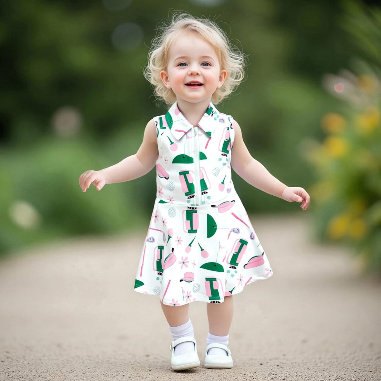 Little Girls Mardi Gras Outfit Toddler Sleeveless A Line Sun Dress Kids Zipper Party Dresses Spring Summer Clothes
