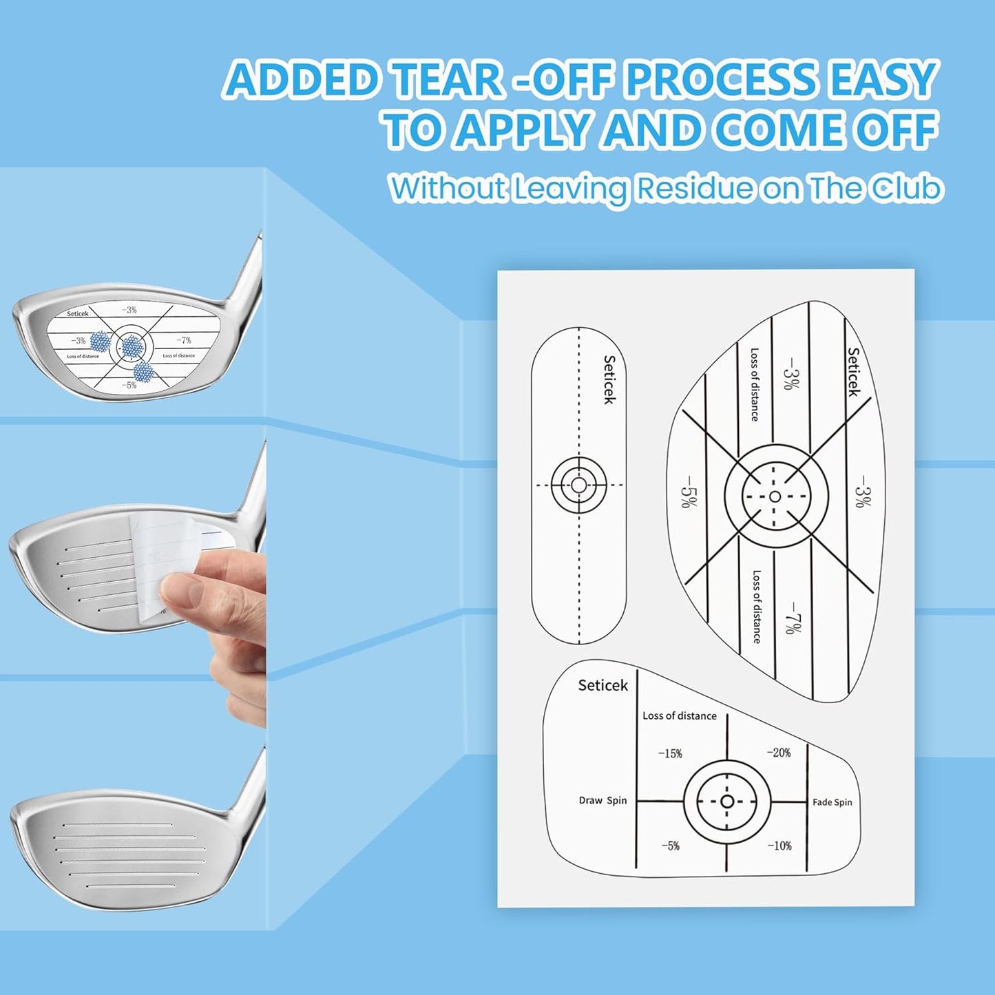 Golf Impact Tape Labels ｜Self-Teaching Sweet Spot and Consistency Analysis ｜ Improve Golf Swing Accuracy and Distance ｜Choose Between 150 Pc and 300 Pc