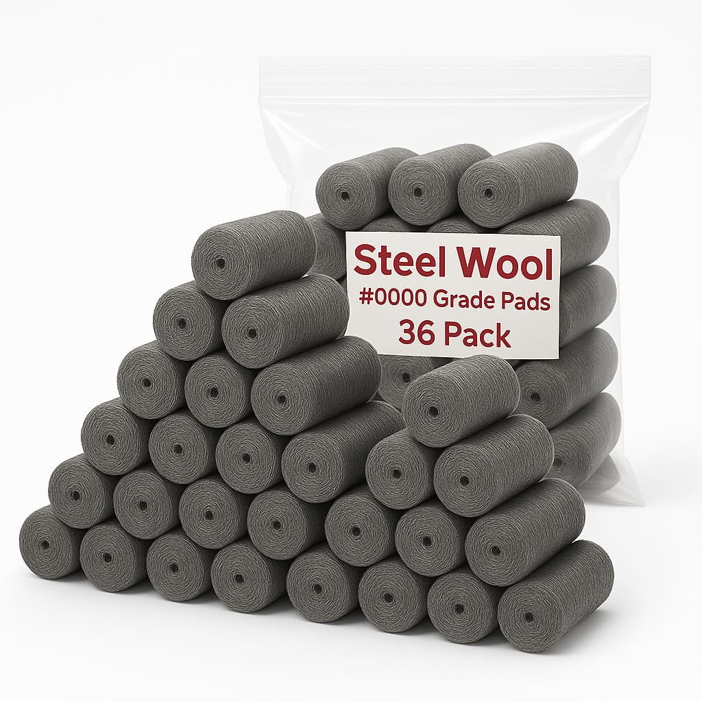 Steel Wool #0000 Grade Pads, 36 Pack – Flexible Cut to Size Wire Wool for Glass Shower Door Hard Water Removal, Chrome & Stainless Steel Polishing, Weep Hole Gap Filler, Mice Control & Rodent Barrier