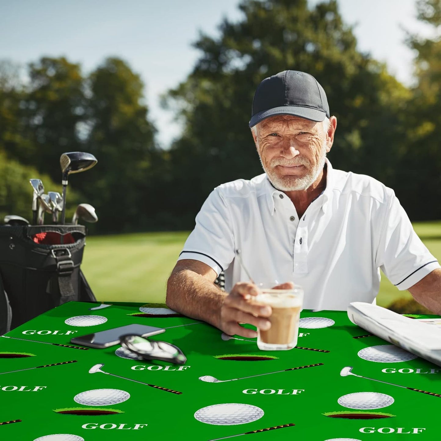 Patelai Golf Tablecloth Golf Party Decorations Sport Themed Party Supplies Rectangle Plastic Disposable Table Cover Ball Decorations for Birthday Picnic Sport Events, 86 x 51 Inch(2 Piece)