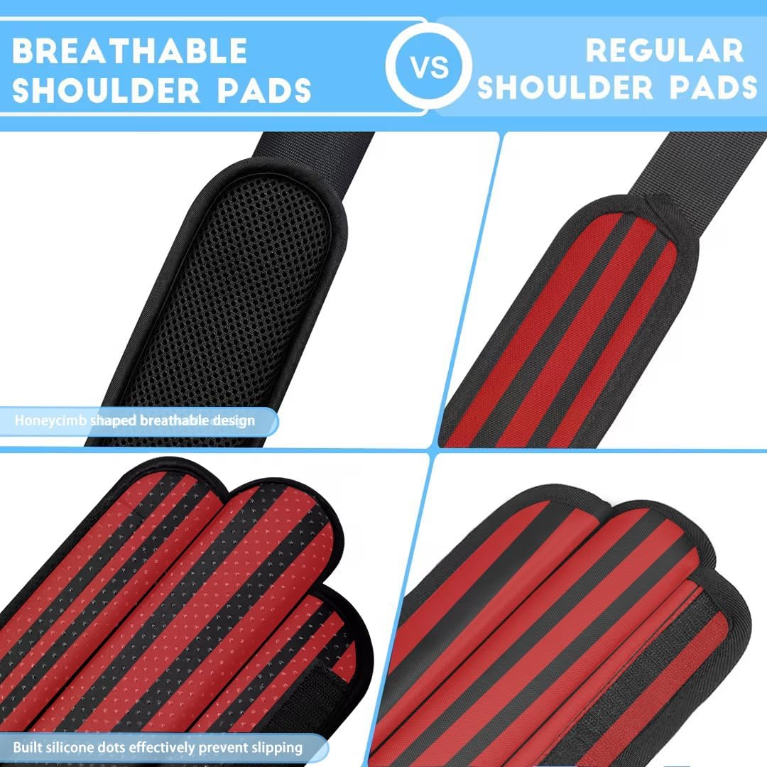 ZINZ 2-Pack Universal Shoulder Pad with Ultra Thick Cushion for Bag Luggage Bag Crossbody, Plus Long & Anti-Slip & Breathable,Black red Black