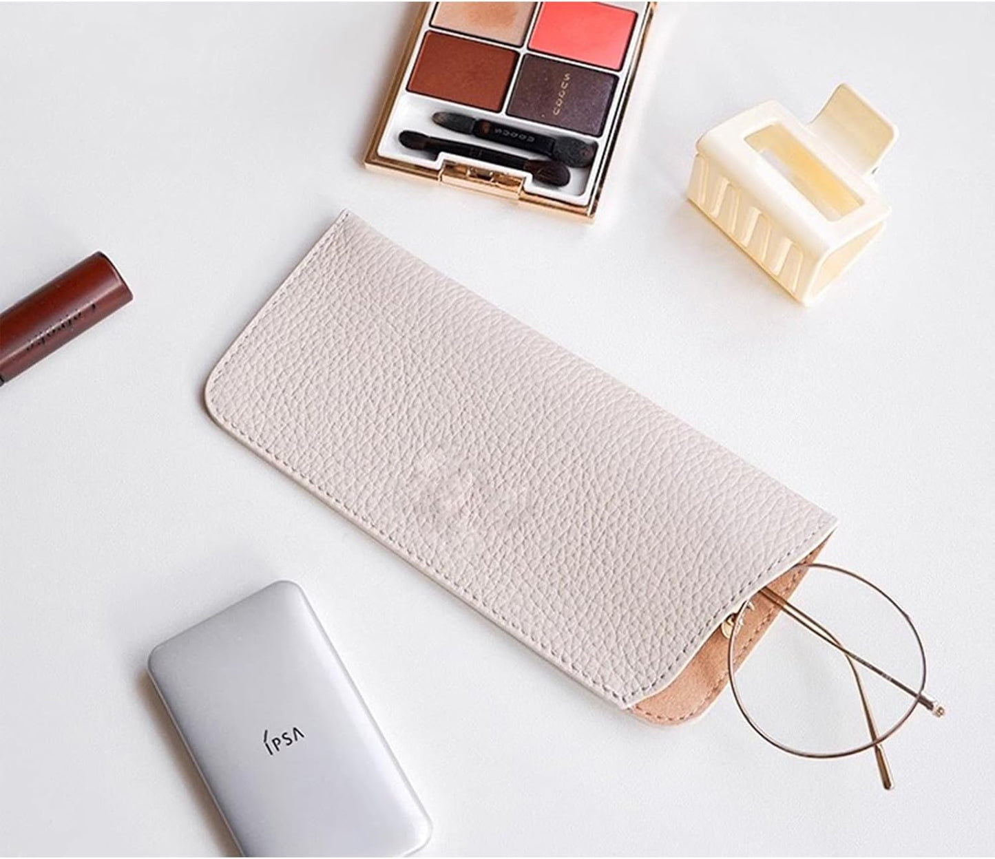 Mirkcittle Cases for eyeglasses 2 Pack Soft Leather for Women Men Fashion PU Sunglasses Pouch Portable Travel Glasses Cases