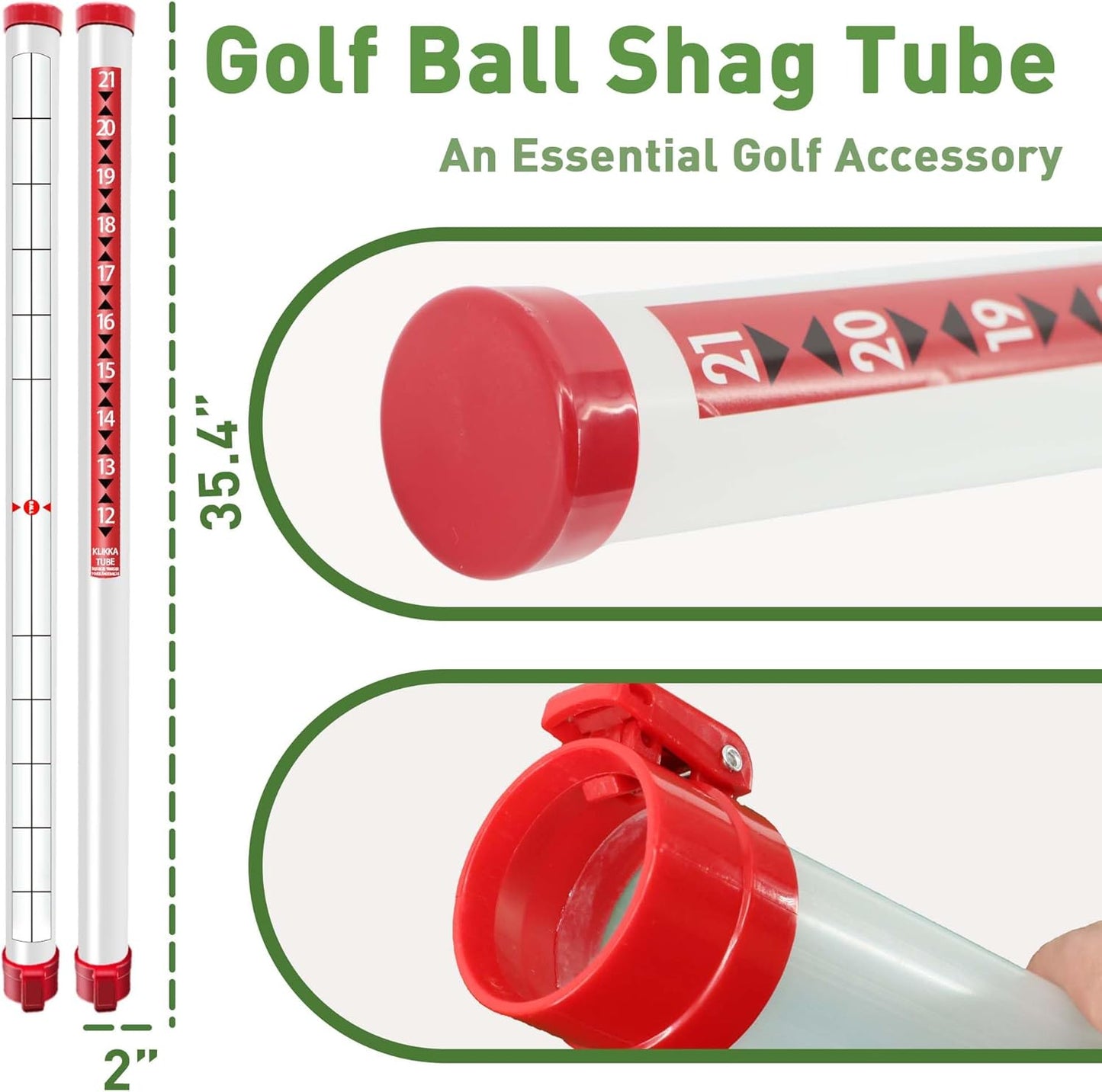 Golf Ball Retriever Professional Picker Golf Ball Shag Tube Plastic Release Retrievers Collector Practice Pick-up Sucker Tool, 35.4 Inch