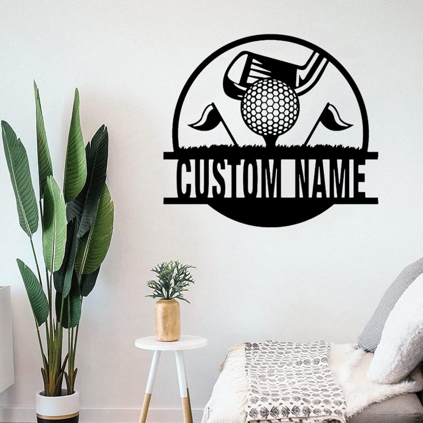 Custom Golf Wall Art - Personalized Golfer Decor - Metal Name Sign