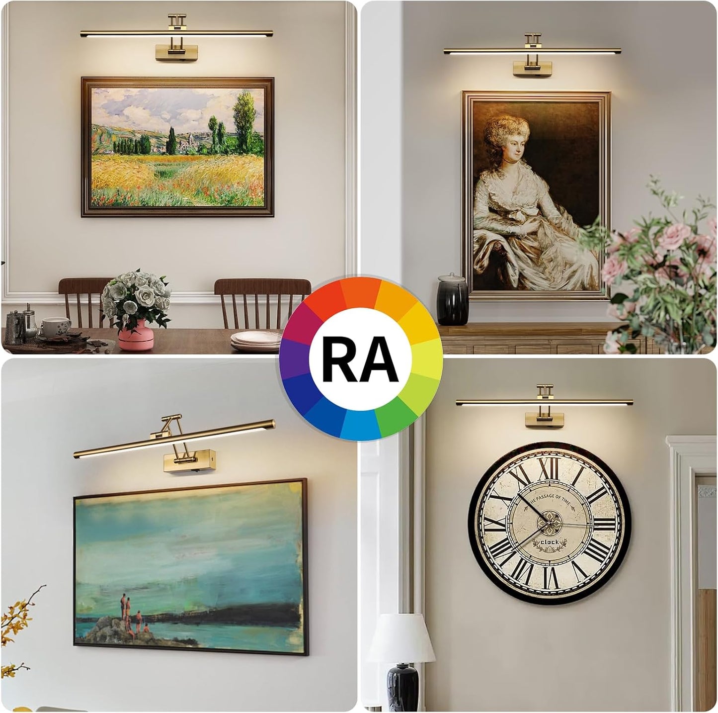 Picture Light Battery Operated with Remote LED Dimmable Picture Light for Paintings, Brass Rechargeable 24 inch Battery Operated Wall Sconce for Art Lighting Gallery Portrait Artwork