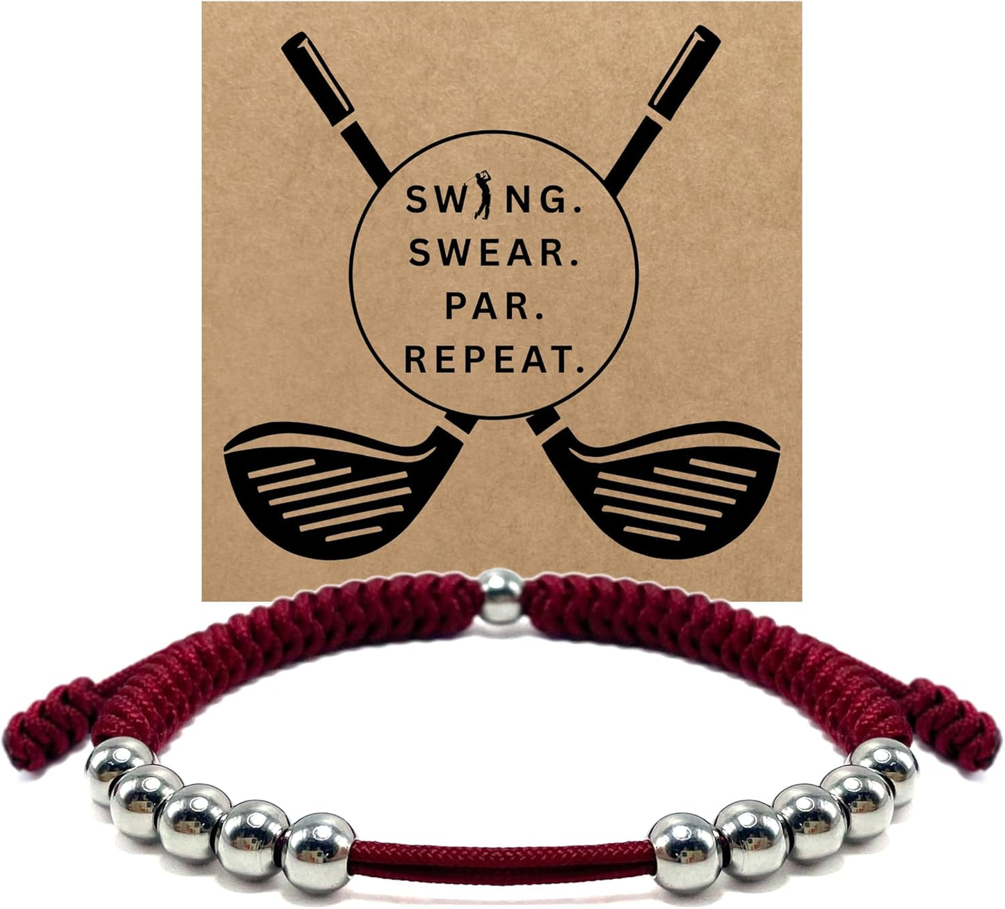 LAMIBEE Premium Golf Stainless Steel 10 Bead Score Counter Bracelet, Golf Stroke Count Bracelet, Resizable Easy Adjust Golf Round Scoring Tracker, Durable Stylish Golf Accessory