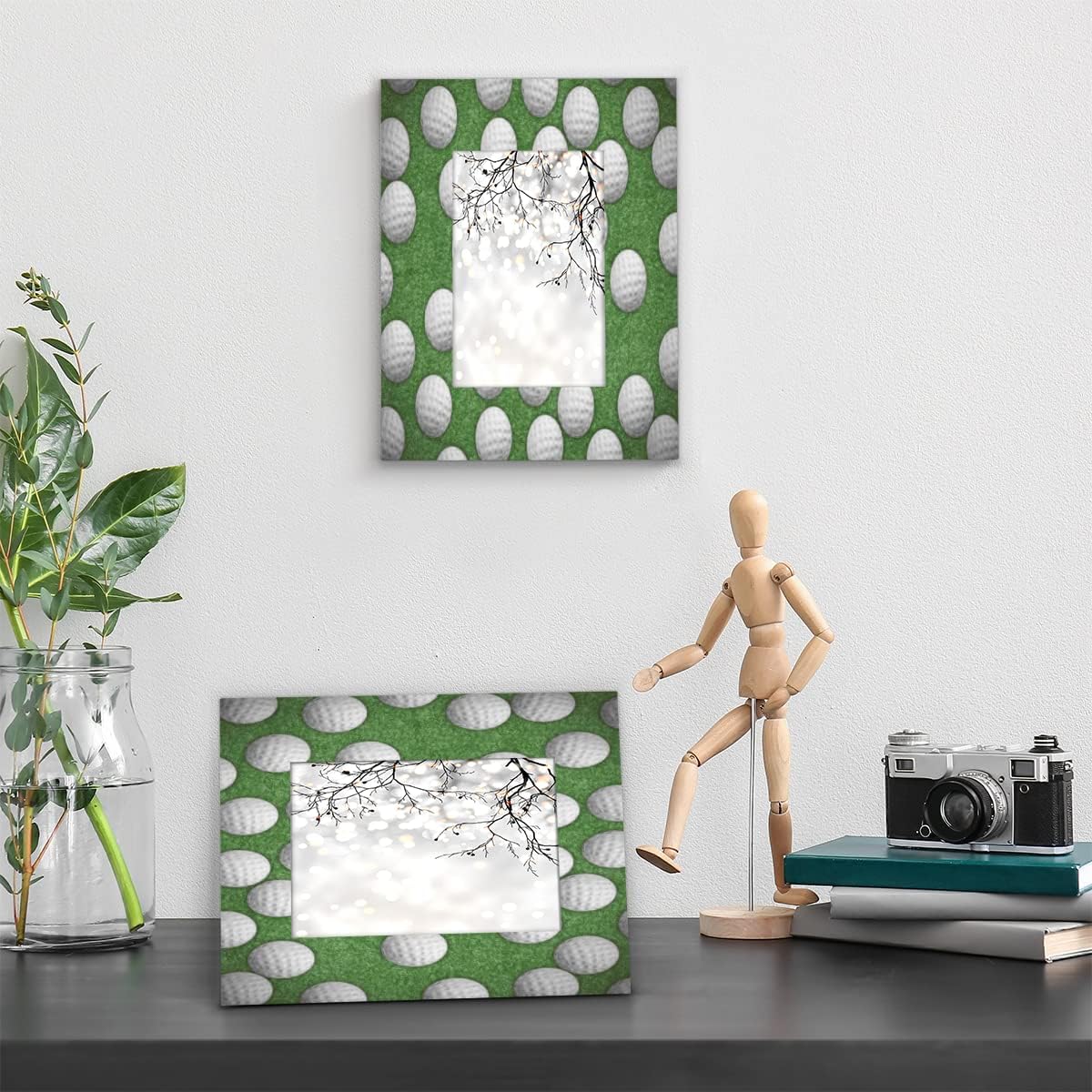 4x6 Picture Frame Golf Ball Hole Sport Photo Frame for Wall and Tabletop Display Wooden Photo Picture Frame Home Decor