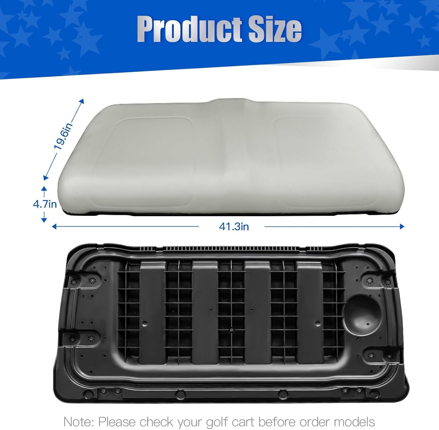 NOKINS Golf Cart Front Seat Bottom Cushion for Yamaha G29-2/Drive2 2017+(Oyster Gray)