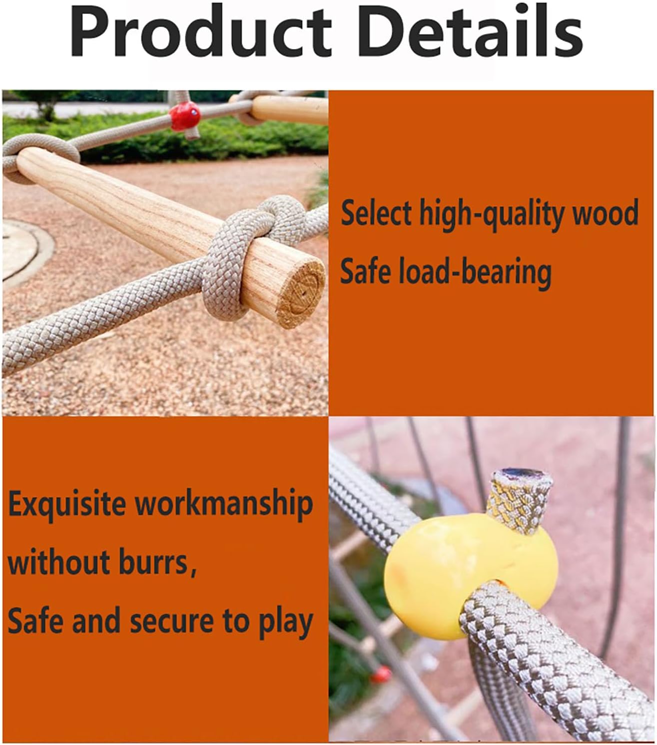 Amusement Park Suspension Bridge,Rope Ladder Bridge,Rickety Bridge, Slackline Accessories, Suitable for Outdoor Activities(Size:9.84ft(3m))