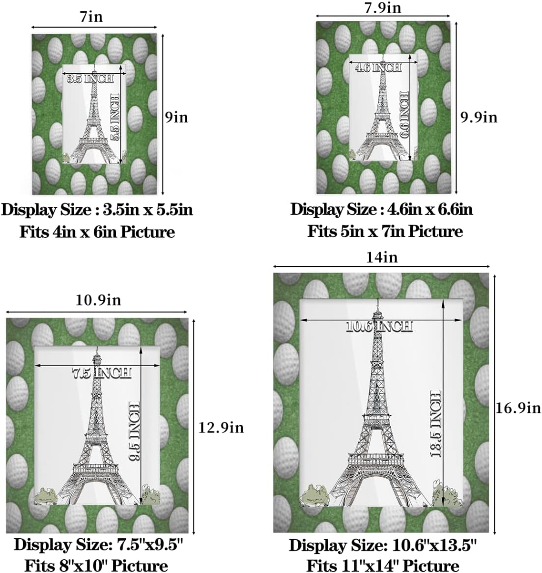 4x6 Picture Frame Golf Ball Hole Sport Photo Frame for Wall and Tabletop Display Wooden Photo Picture Frame Home Decor