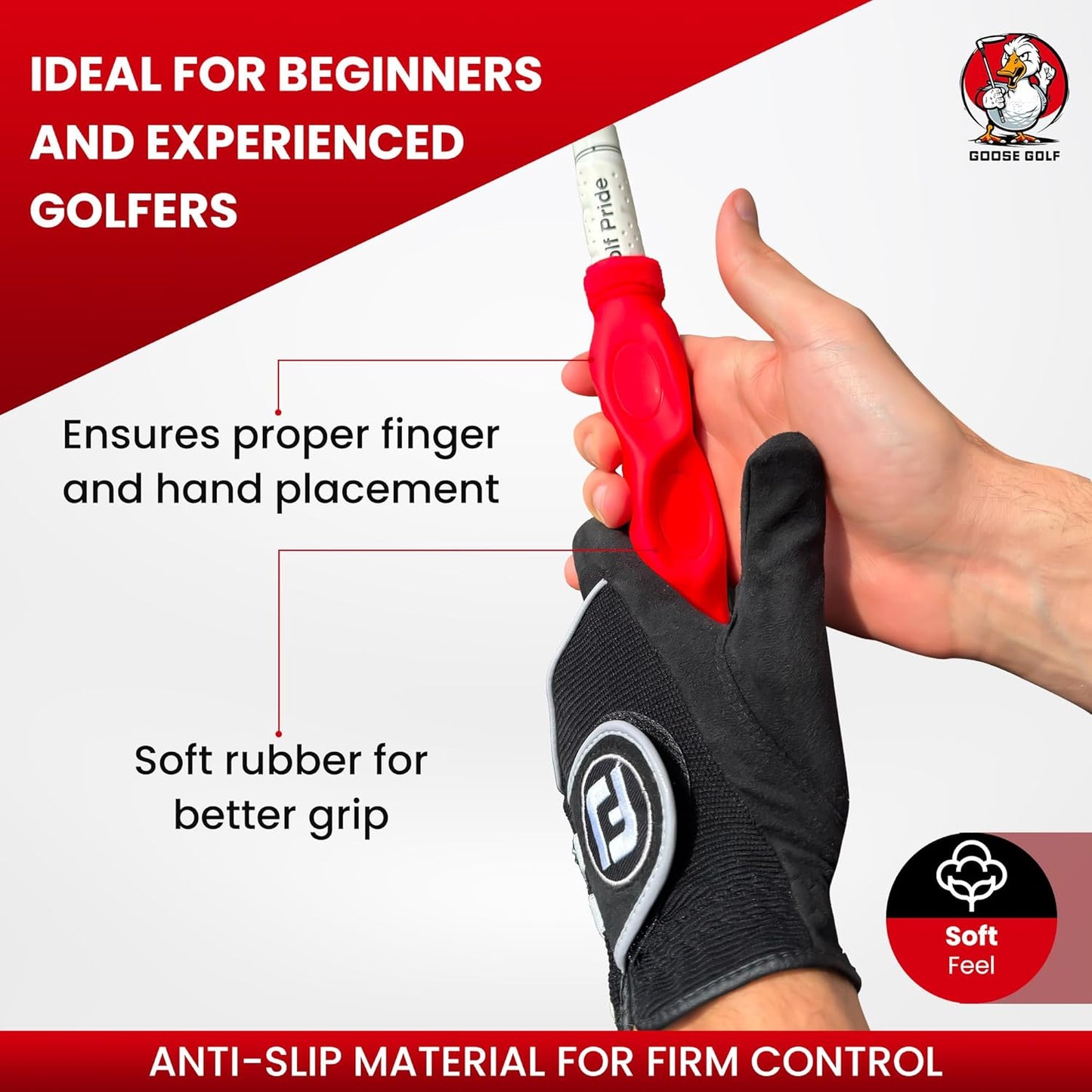 Golf Swing Trainer, Golf Grip Training Aid for Correct Hand Positioning, Removable Swing Grip Attachment That Fits All Clubs, Golf Grip Corrector