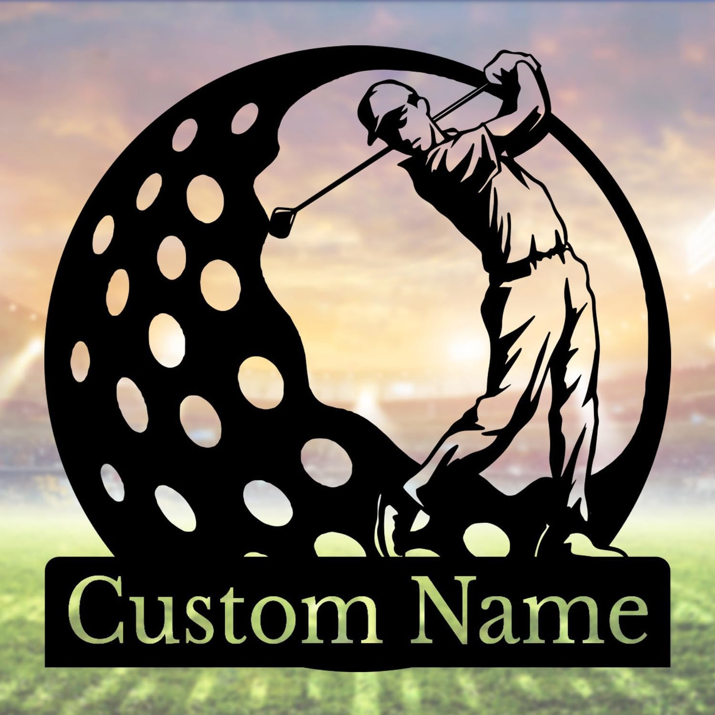 Personalized Custom Crossed Golf Metal Wall Art,Personalized Golfer Name Sign Decoration For Room,Hole Golf Club Decoration(Style-3)