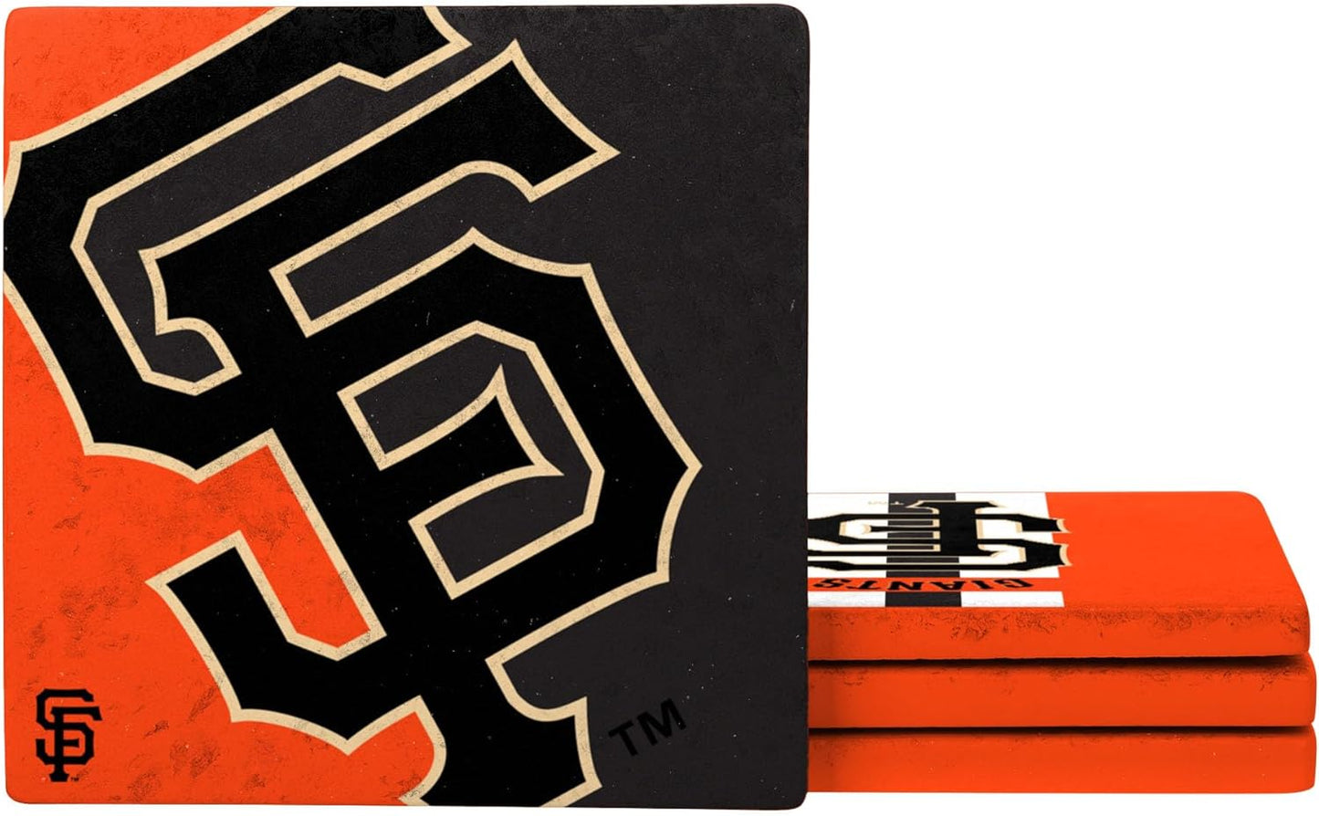 FOCO MLB Official 4-Pack Beverage Drink Ceramic Stone Coaster Set (San Francisco Giants)