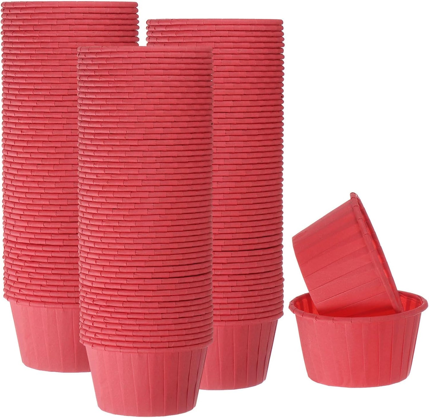 HARFINGTON 150Pcs Cupcake Baking Cups 3.5oz Standard Size Paper Cupcake Liners Greaseproof Wrappers Disposable for Wedding Birthdays Christmas Dessert, Red