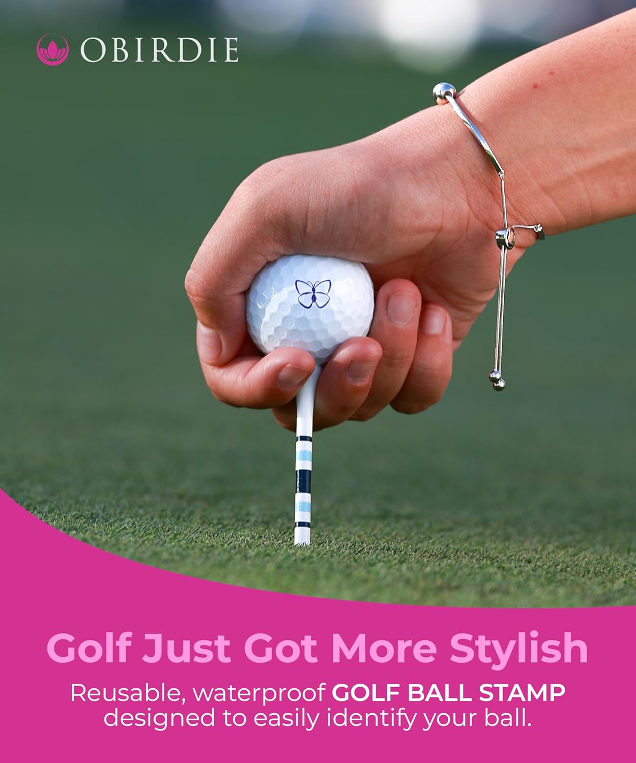 Self-Inking Golf Ball Stamp | Chic & Fun Golf Ball Stamper | Fast-Drying, Waterproof Golf Ball Marker Stamp | Reusable Golf Accessories for Women | Golfer Gifts | Golf Gadgets
