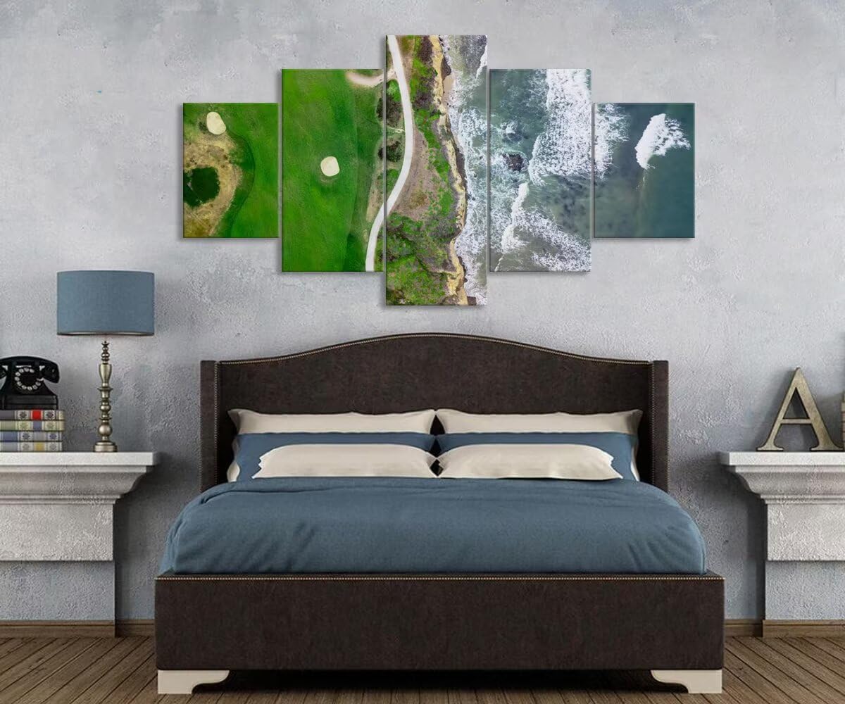 San Francisco California Golf Links Wall Art for Living Room Bedroom Bathroom Home Decorations Half Moon Bay Golf Links Pictures Posters Framed Artwork Canvas Prints Ready to Hang(50''W x 24''H)