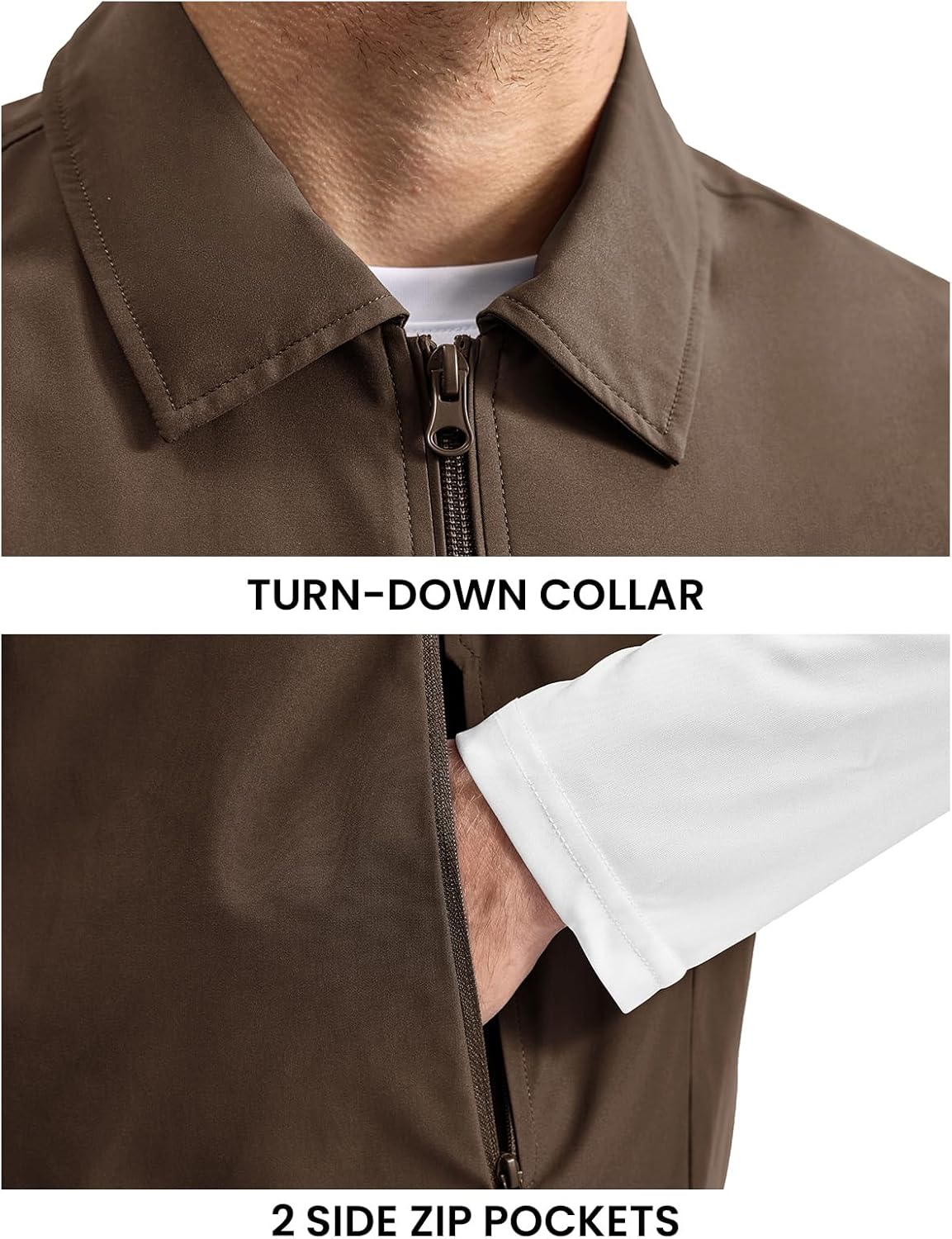 Rdruko Men's Golf Vest Lightweight Outerwear Windproof Water Resistant Grid Lining Vest with Zipper Pockets for Casual