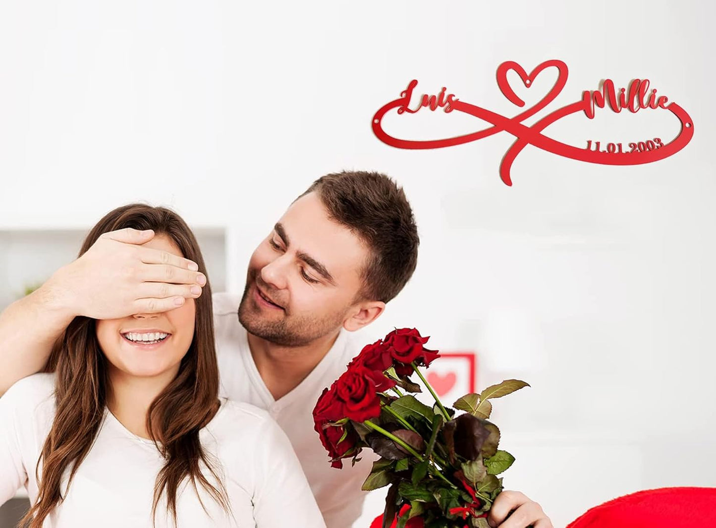 Personalized Valentines Day Gifts,Best Housewarming Gifts 2024,Personalized Wedding Gifts for Couples,Custom 50th 60th 40th 30th 25th 20th 1-99 Anniversary Metal Gifts, Wall Name Sign