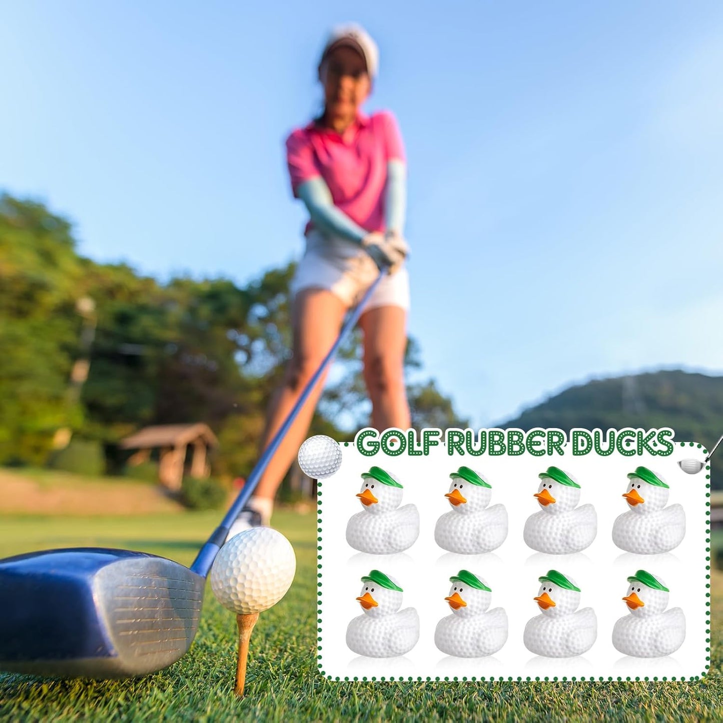 Deekin Rubber Duck 2 Inch Bulk Sport Party Favors for Team Events Game Day Decorations Birthday Party Decorations Club Player Gift(100 Pcs,Golf)