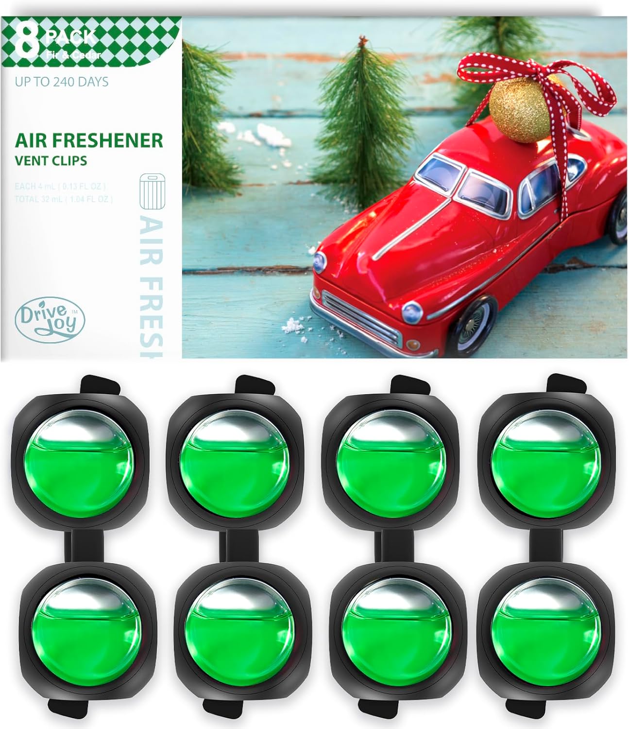 Car Air Freshener Vent Clips, 8 Pack, Provides Long-Lasting Scent, Up to 240 Days, Odor Eliminator (Cedar)
