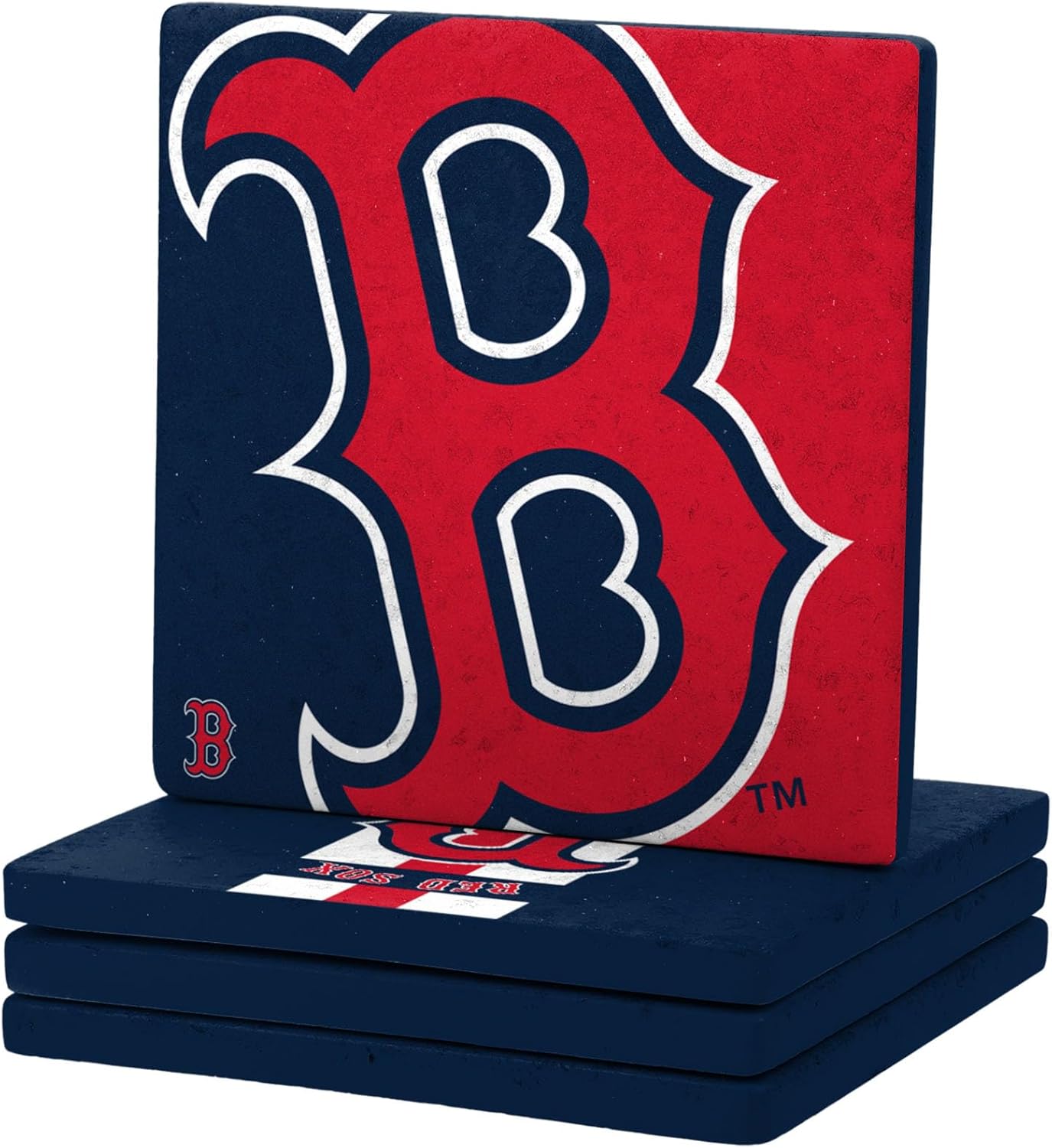 FOCO MLB Official 4-Pack Beverage Drink Ceramic Stone Coaster Set (Boston Red Sox)