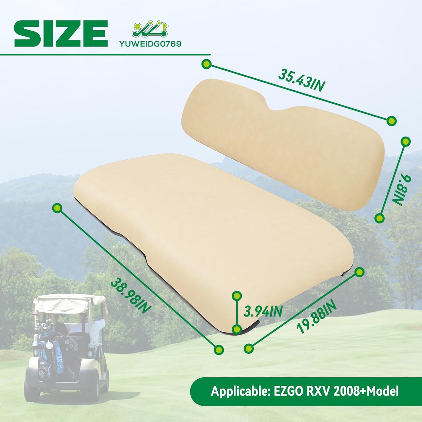 Golf Cart Replacement Seat Fit for EZGO TXT RXV Club Car Precedent DS Golf Cart, Factory Style Golf Cart Front Seat Cushions & Seat Back
