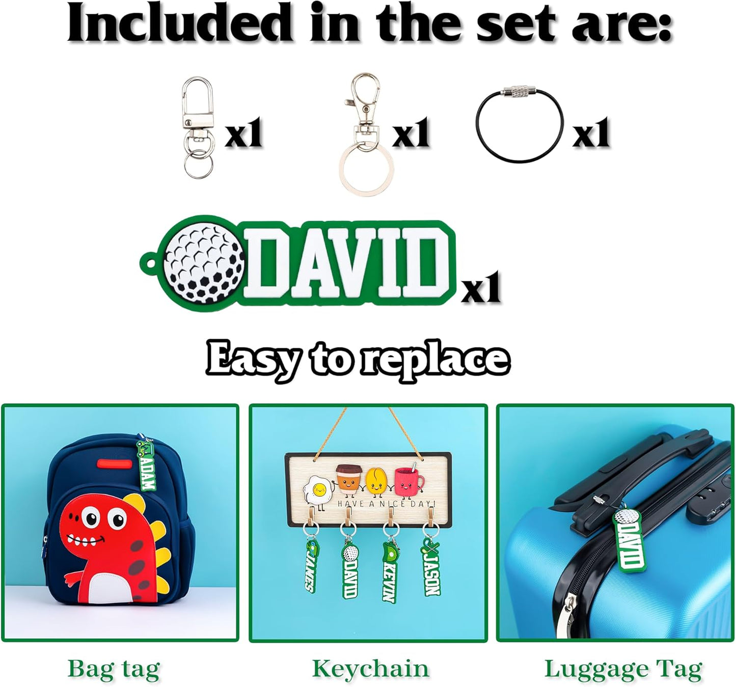 Personalized Sports Golf Keychain – Custom Name Tag, Bag Tag, Luggage Tag – Gift for Kids, Coaches, Teams