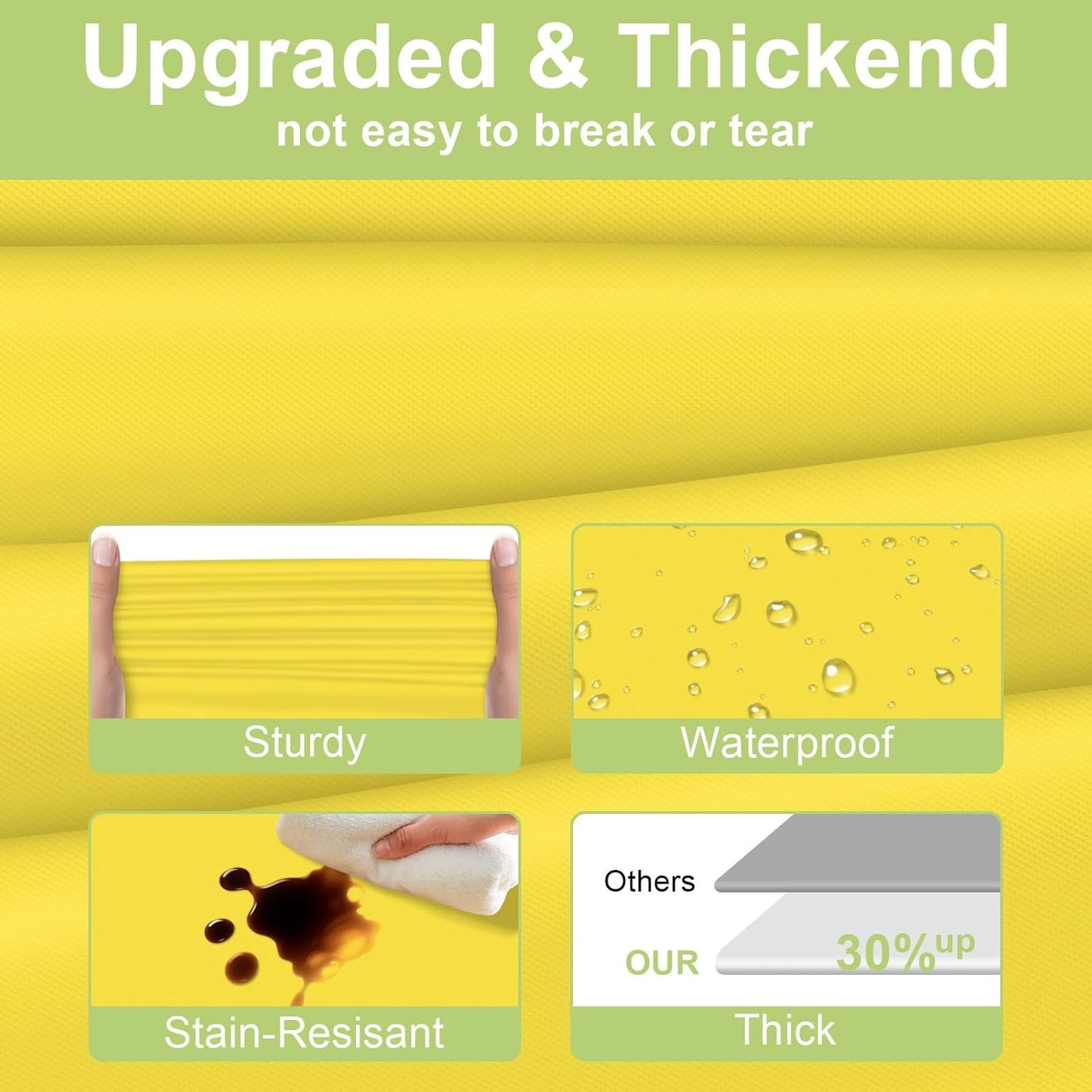 QIKSION 6 Pack Yellow Plastic Rectangular Tablecloths for Parties, Bridal Shower, Birthday, Engagement, Wedding, Fits 6 to 8 Foot Tables (54 108 Inch)