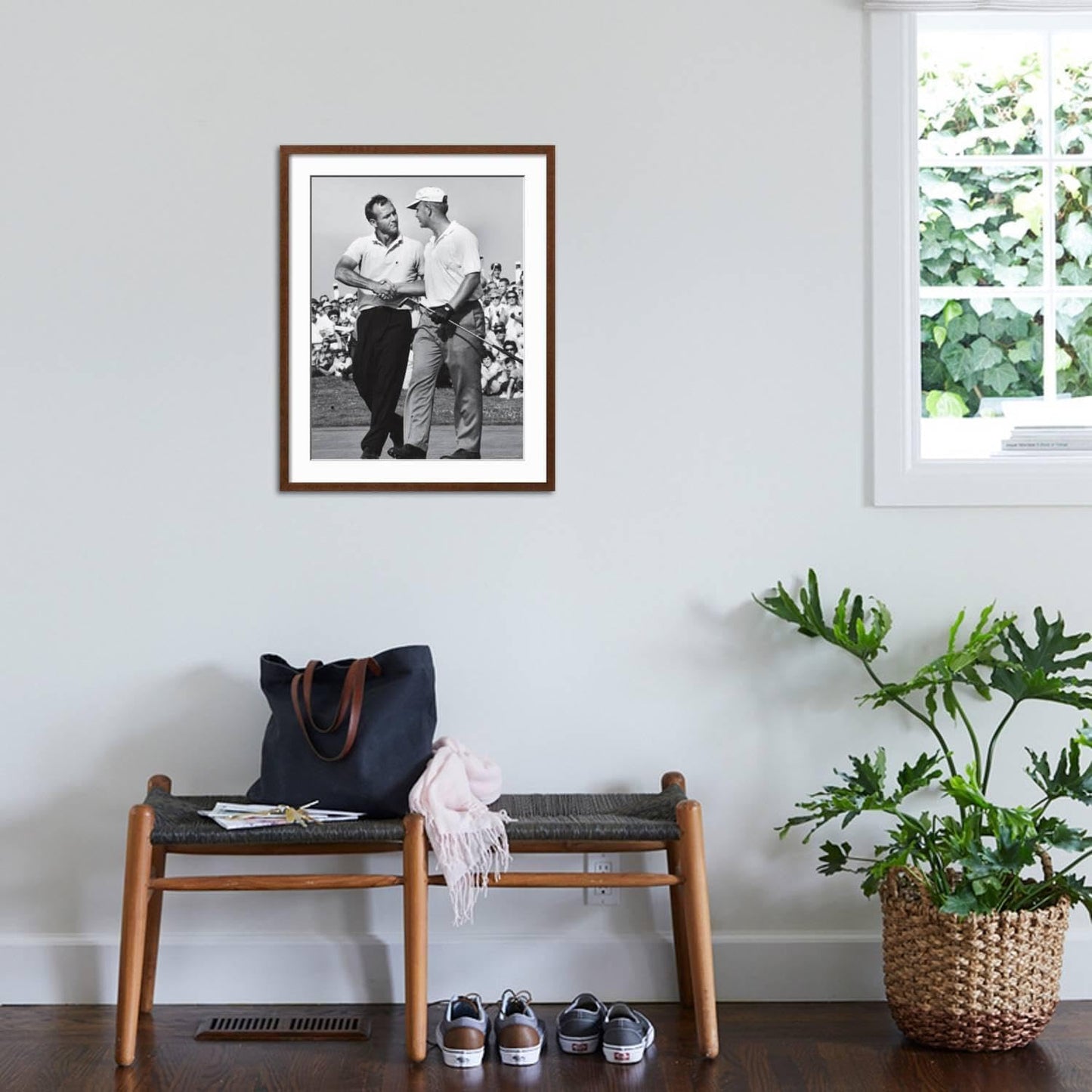 ART.COM Wall Premium Photographic Print Golfer Jack Nicklaus and Arnold Palmer During National Open Tournament on Brown Frame by John Dominis, 23" x 29"