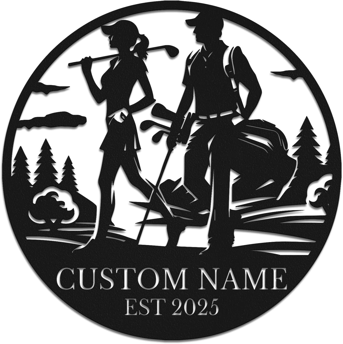 Personalized Custom Crossed Golf Metal Wall Art,Personalized Golfer Name Sign Decoration For Room,Hole Golf Club Decoration (Style-6)