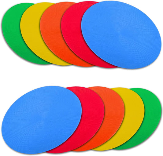 9 Inch Colored Poly Spot Marker 12 Pcs, Non-Slip Rubber Agility Markers Flat Field Cones Floor Dots for Football, Basketball Training Markers, Dance Practice and Drills with Flat Cones Points