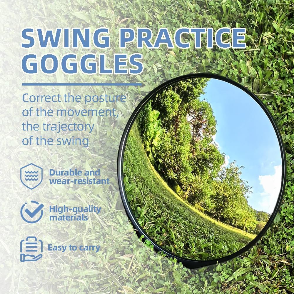 Scott Edward 12 Inches/30cm Diameter Golf Convex Mirror Swing Training Mirror for Swing Trainer, Golf Practice Mirror Stepless Angle Adjustable Shatter Resistant Mirror Foldable Stand