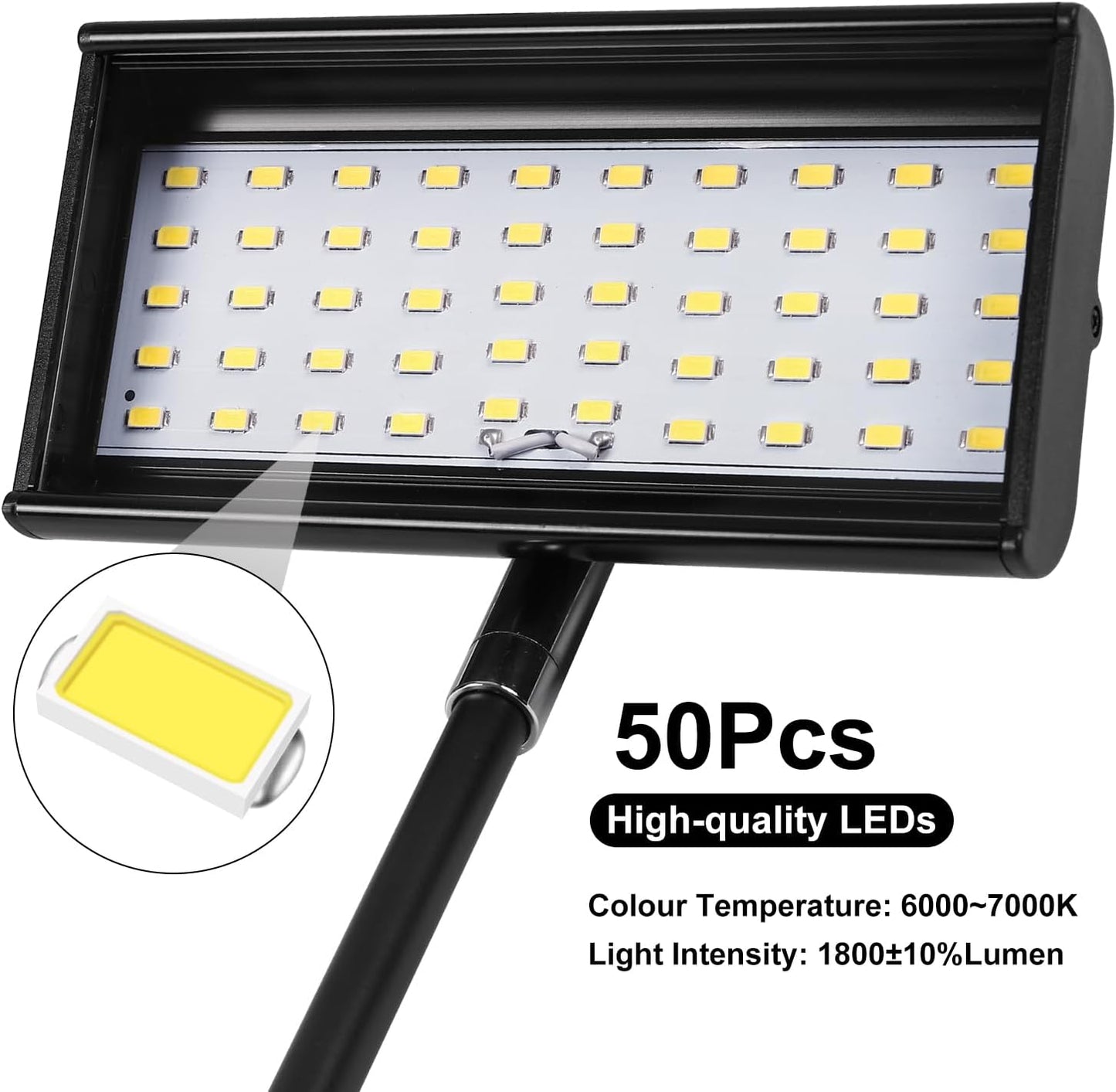 Trade Show Lights LED Display and Exhibit Arm Lighting, Connectable Tradeshow Lights Included Clamps, Mounting Brackets, Power Cables, Connect Cables (2pcs Black) (Black)