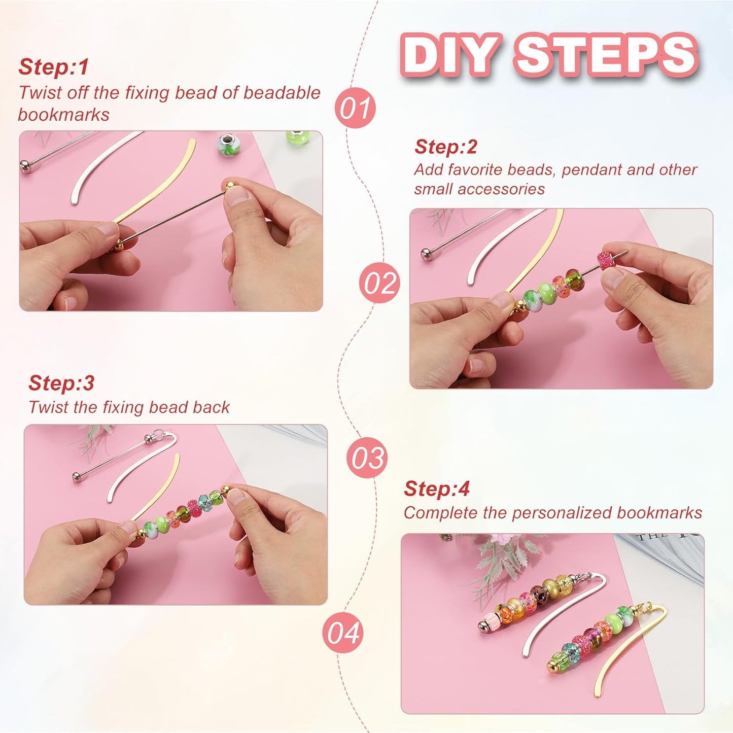 PATIKIL Beadable Bookmarks, 10 Pcs Beaded Bookmark DIY Metal Blank Bar Bulk for Bookmark DIY Making Craft, Beading Pendant Charm, Candy Blue