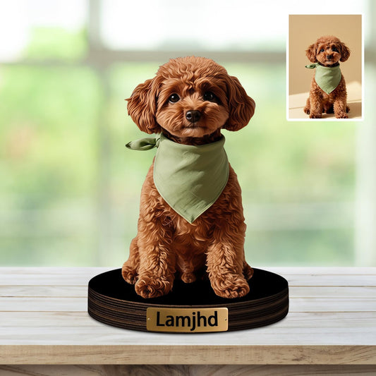 Personalized Pet Photo 2D Acrylic Desktop Ornament Custom Dog Cat Picture Figurine Plaque with Name Flat Printing Acrylic Sculpture Desk Sign for Men Women Family Pet Owners Lover Christmas Birthday