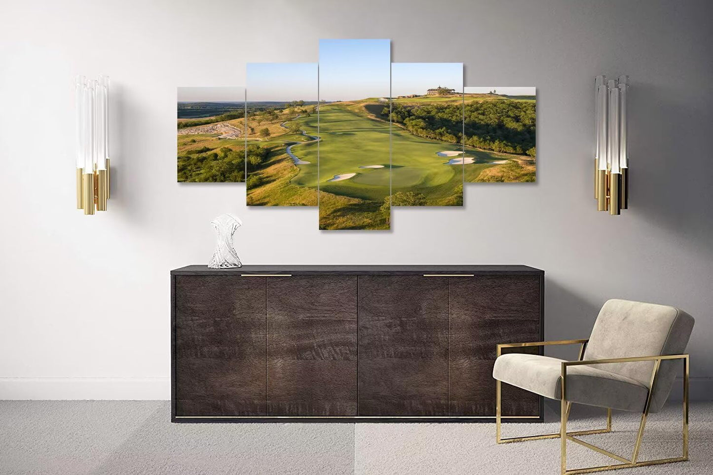 Paynes Valley Golf Course Wall Art for Living Room Bedroom Bathroom Home Decorations Paynes Valley Golf Course Posters Framed Artwork Canvas Prints Ready to Hang(60''W x 32''H)