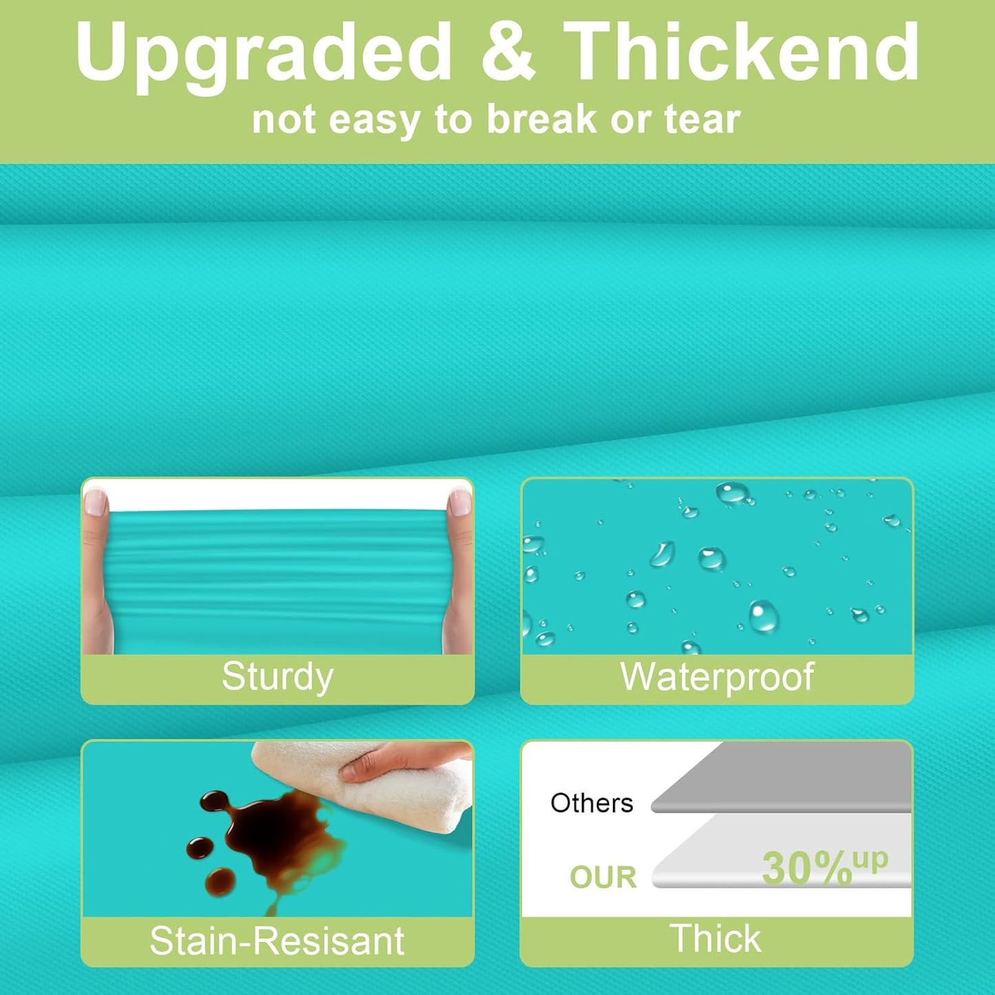 QIKSION Plastic Table Cloth Disposable 3 Pack, 54 x 108 Inch Tablecloths for Rectangle Tables, Aqua Blue Plastic Table Cover