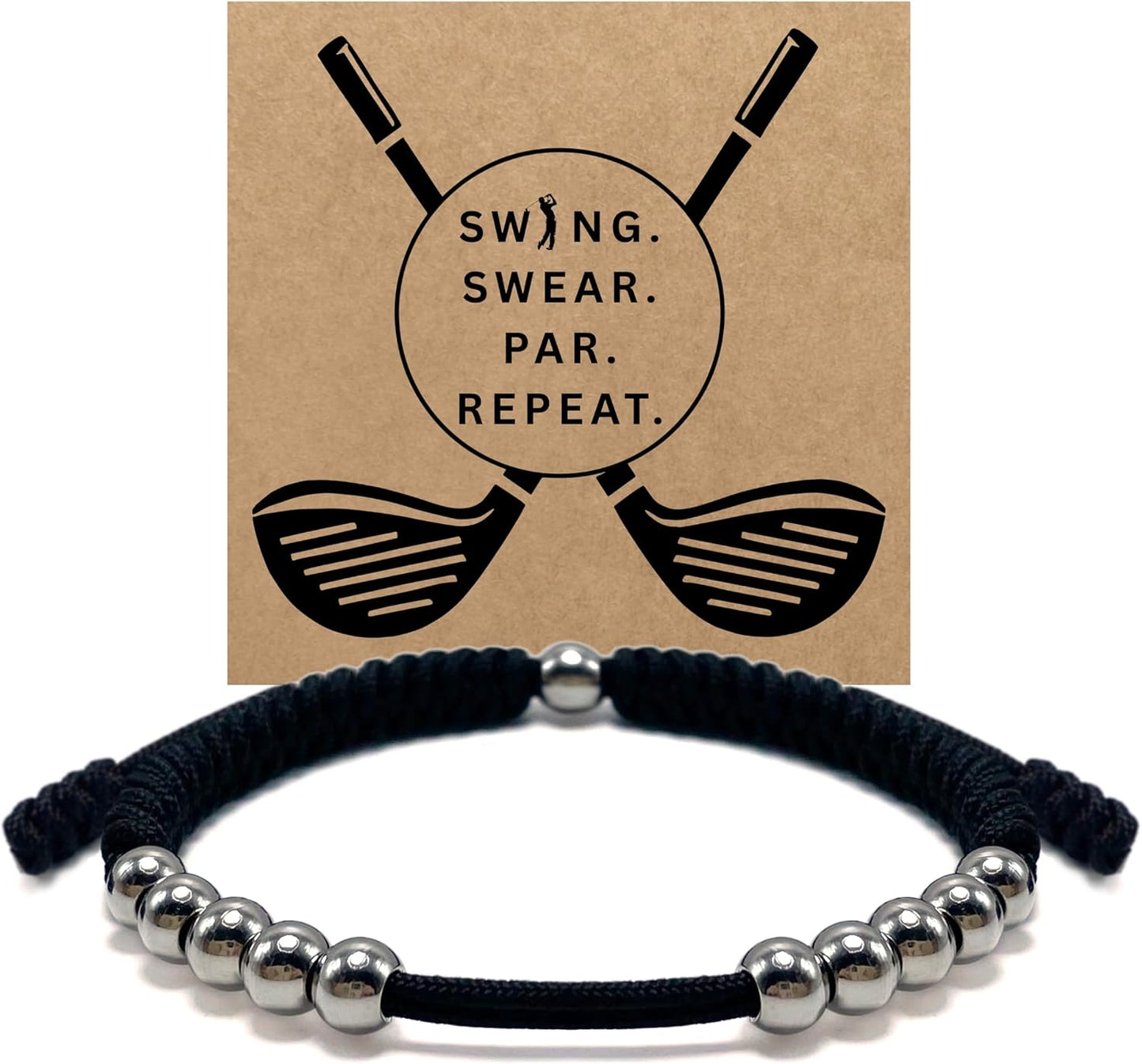 LAMIBEE Premium Golf Stainless Steel 10 Bead Score Counter Bracelet, Golf Stroke Count Bracelet, Resizable Easy Adjust Golf Round Scoring Tracker, Durable Stylish Golf Accessory