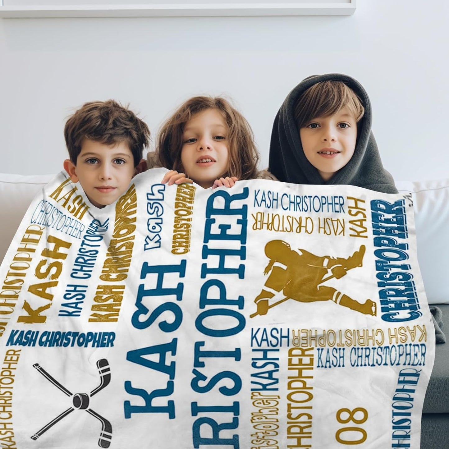 Custom Name Hockey Blanket - Personalized Names Soft Plush Flannel Throw Blankets for Baby Kids Teen Girls Holidays Birthdays Gifts Color10