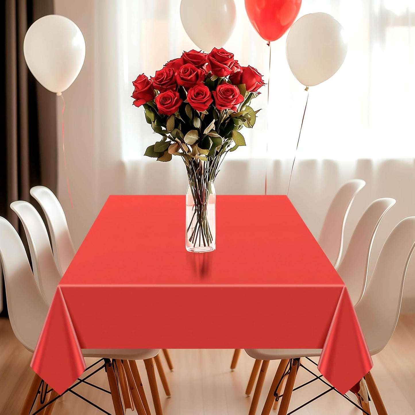 4 Pieces Red Series Rectangle Tablecloth, 54x72 Solid Color Waterproof & Spillproof Disposable Plastic Table Cover, Durable Party Tablecloth for Dining, Buffet, Picnic, Outdoor Events