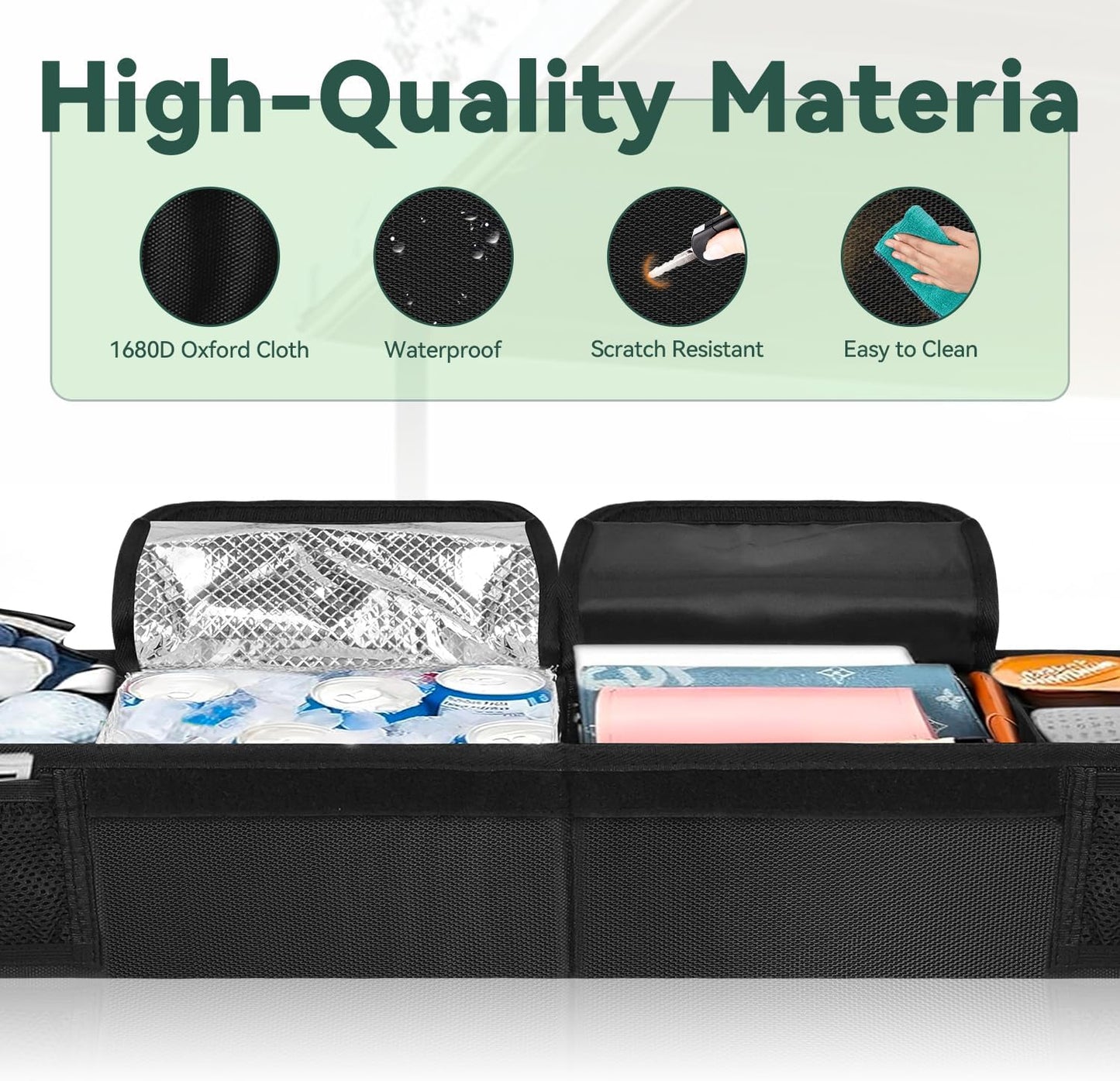 Golf Cart Storage Organizer, Golf Cart Front Storage Basket with Insulated Compartment No-Drilling Golf Cart Basket Compatible with EZGO, Club Car, Kandi Electirc Golf Carts